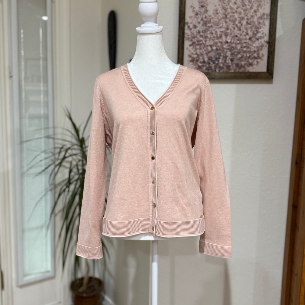 Calvin Klein Button-Front Cardigan – Blush Pink – Size M (NWT)